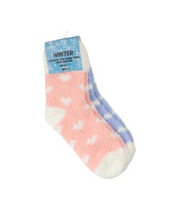 Pink&Blue Fuzzy Cozy Warm Socks Adults 2pk UK 4-7