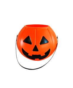 orange mini halloween bucket with pumpkin face