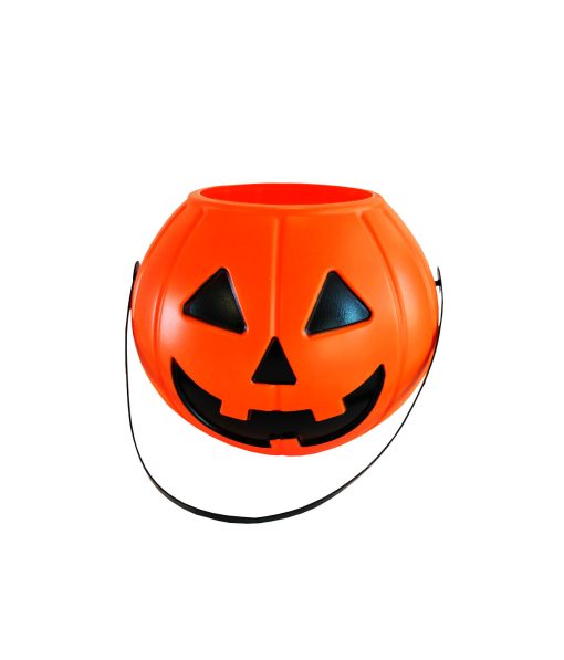 orange mini halloween bucket with pumpkin face