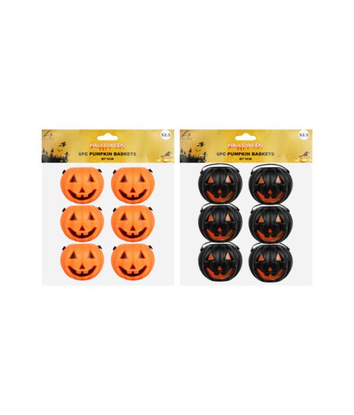 orange or black mini buckets 6pk with pumpkin face