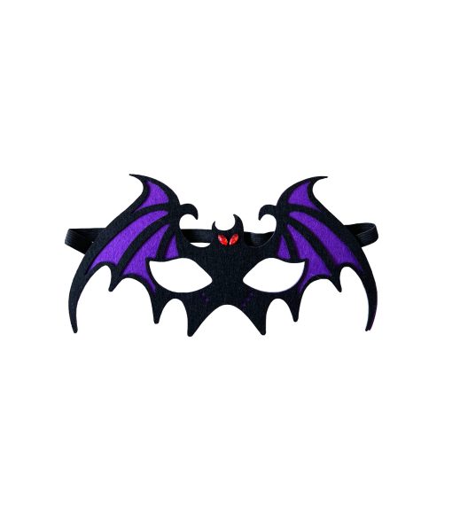 black bat face half mask with purple wings