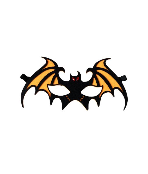 black bat face half mask with orange wings