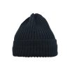 Black Winter Knitted Beanie Hat Adults 28x21cm