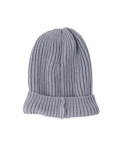 Grey Winter Knitted Beanie Hat Adults 28x21cm