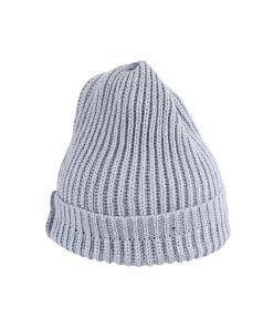 Grey Winter Knitted Beanie Hat Adults 28x21cm