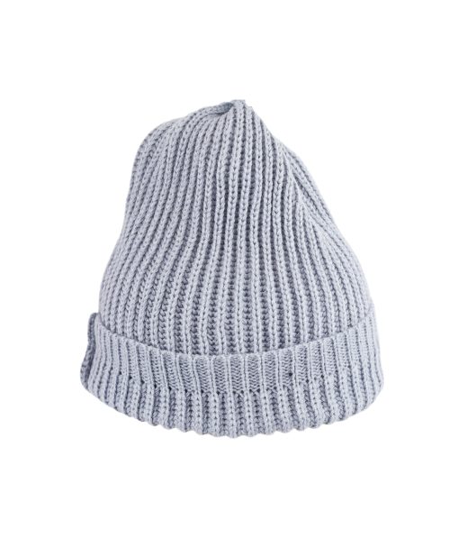 Grey Winter Knitted Beanie Hat Adults 28x21cm