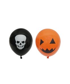 halloween mixed orange pumpkin and black skull latex balloons