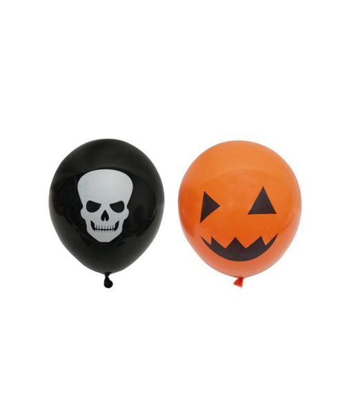 halloween mixed orange pumpkin and black skull latex balloons