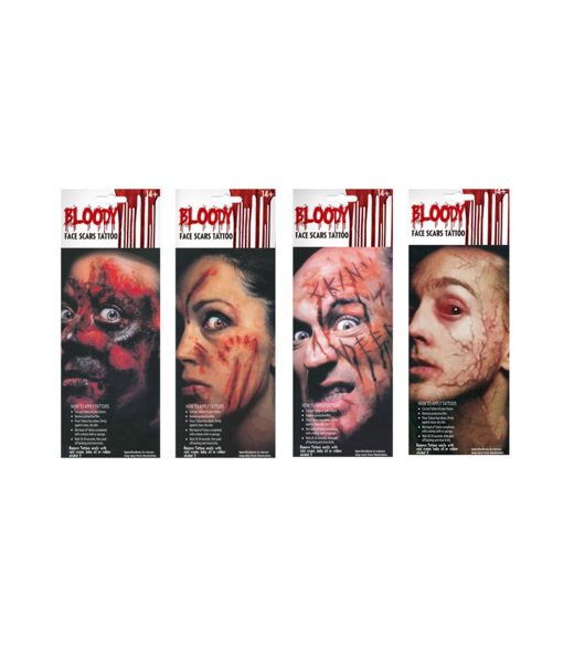 Face Scars Tattoo Sheet Assorted 2pk