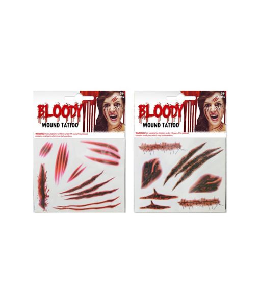 Bloody Wound Tattoo Sheet Assorted 2pk