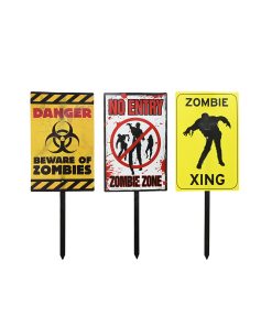 Zombie Warning Sign Stake Assorted 58cm