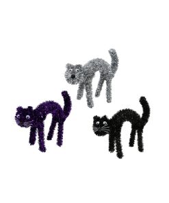 Tinsel Arched Cat Assorted 20cm