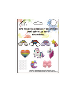 20pc Rainbow&Unicorn DIY Decoration with 30pc Glue Dots