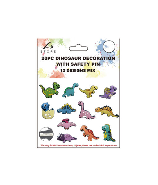 20pc Dinosaur DIY Decoration with Safety Pin