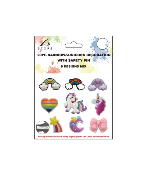 20pc Rainbow&Unicorn DIY Decoration with Safety Pin