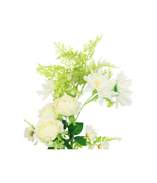 White Rose And White Dahlia Bush 6 Heads 49cm