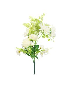 White Rose And White Dahlia Bush 6 Heads 49cm