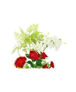 Red Rose And White Dahlia Bush 6 Heads 49cm