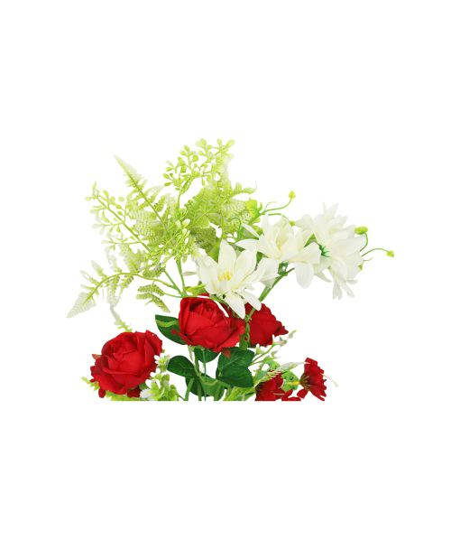 Red Rose And White Dahlia Bush 6 Heads 49cm