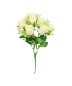 White Rose Bush 9 Heads 38cm