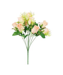 Peach Rose Bush 9 Heads 38cm