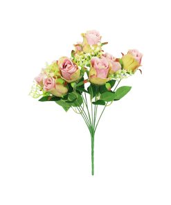 Light Pink Rose Bush 9 Heads 38cm