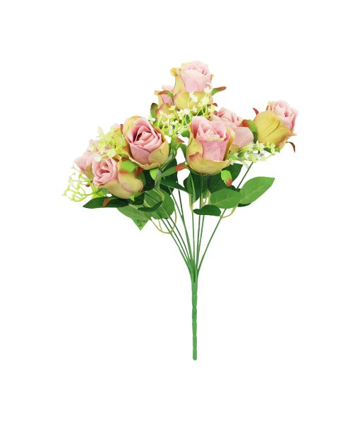 Light Pink Rose Bush 9 Heads 38cm