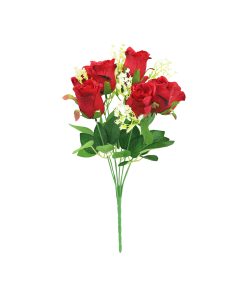 Red Rose Bush 9 Heads 38cm