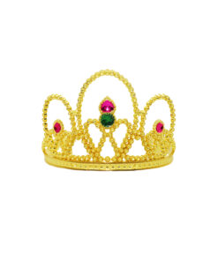 Green & Pink Gem Gold Tiara Crown