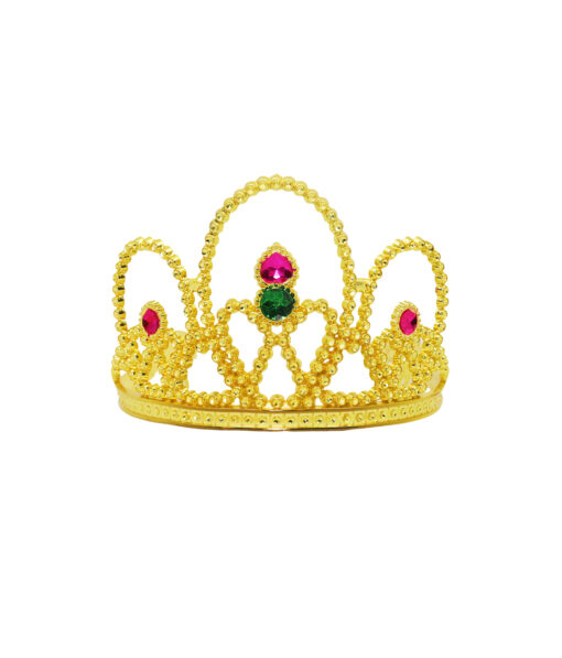 Green & Pink Gem Gold Tiara Crown