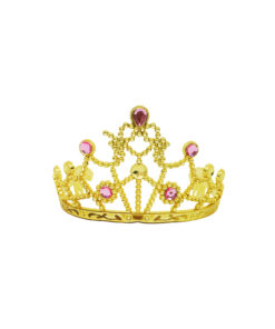 Light Pink Gem Gold Tiara Crown