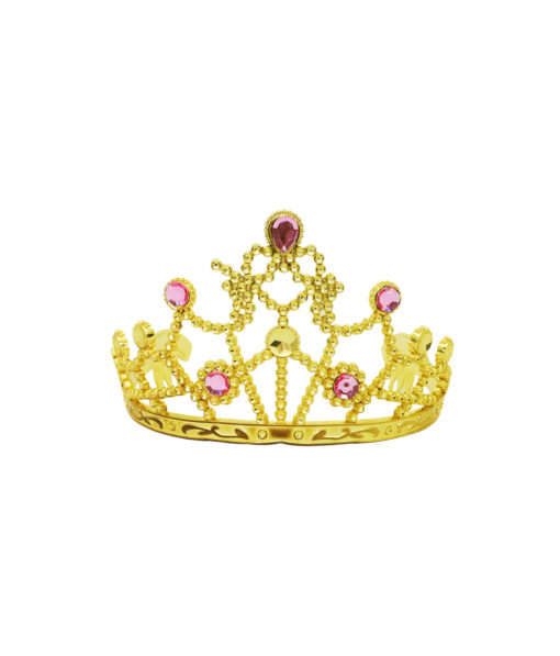 Light Pink Gem Gold Tiara Crown