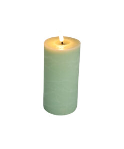 Light Green LED Flameless Candle 7.5 x 15cm