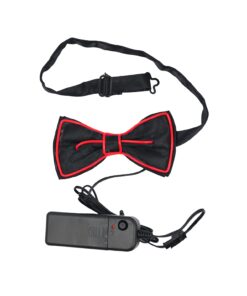 Neon Red LED Bow Tie 6 x 11cm