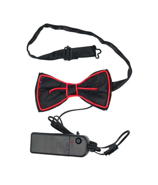 Neon Red LED Bow Tie 6 x 11cm