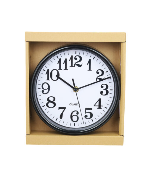 Clock Black With White Face 20cm