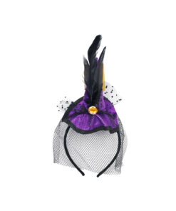 Halloween Headband with Feather and Veil-Purple