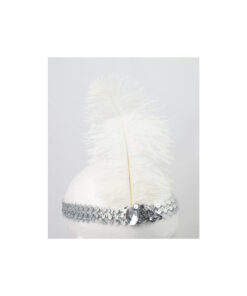 Silver Flapper Headband With Feather