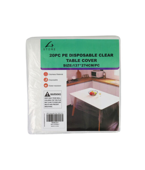 PE Disposable Clear Table Cover 20pc 137 x 274cm