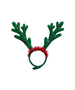 green reindeer antler headband with bells