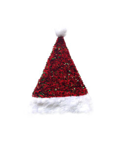 red sequin santa hat with plush