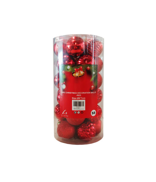 red bauble ball decoration set