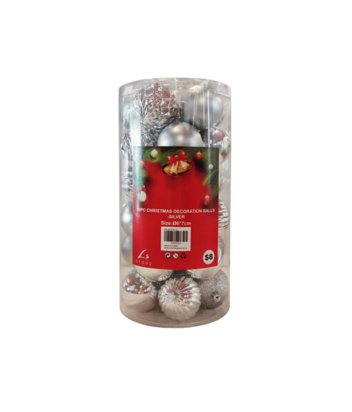 silver bauble ball decoration set