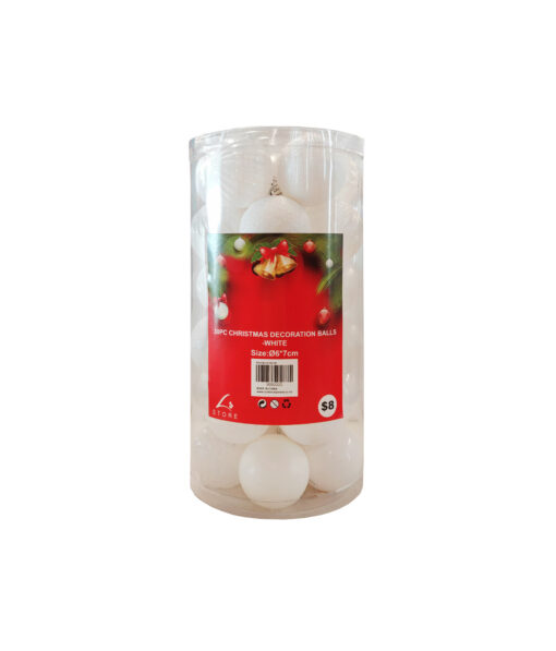 white bauble ball decoration set