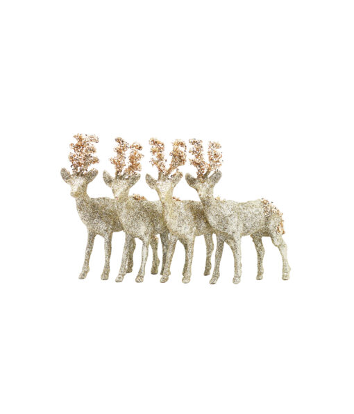 Gold Glitter Reindeer Hanging 4pc