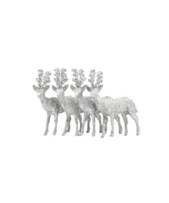 Silver Glitter Reindeer Hanging 4pc