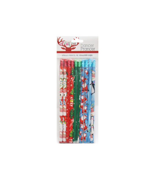 christmas pencil with eraser set 10pc