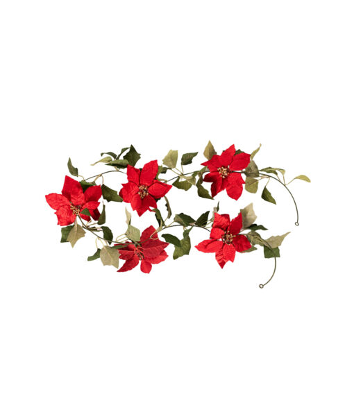 Red Poinsettia Garland 2m