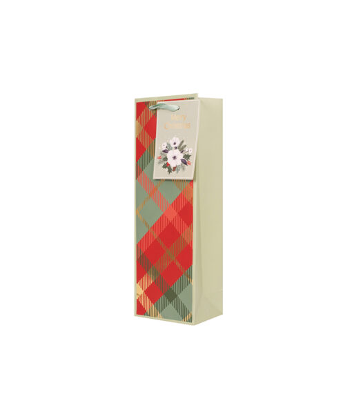 Christmas Tartan Bottle Bag 12x36x9cm