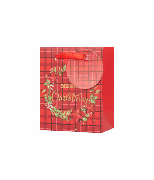 Small Tartan & Berries Gift Bag 11.1x13.7x6.2cm